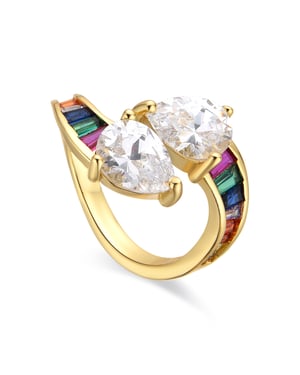 Luxenter Ring mit glänzendem 18k Gold Finish Zirkonia - Darbia