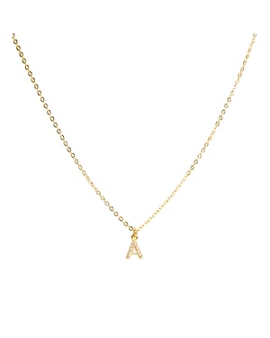 Luxenter Halskette mit glänzendem Zirkonia 18k Gold-Finish - Alphabet