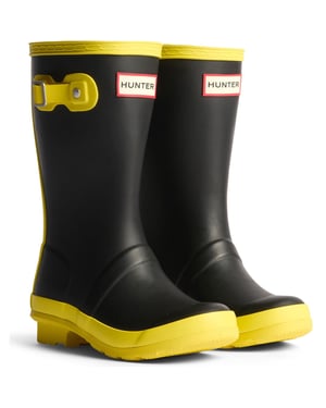 Hunter Junior Originals Gummistiefel Kinder Schwarz/Leuchtendes Gelb