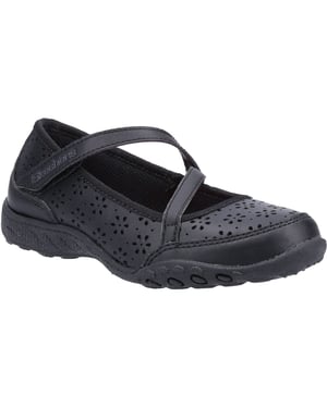 Skechers Breathe Easy Playground Poppies Mädchenschuhe Aus Schwarzem Leder