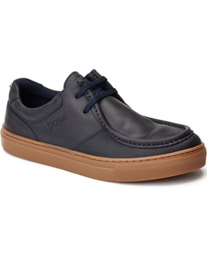 Base London Dalston Leder Herren Mokassins Schuhe in Marineblau