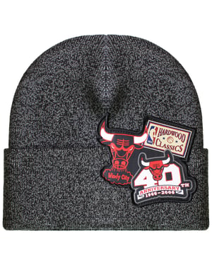 Mitchell & Ness NBA Chicago Bulls Logo Patch Strickmütze Schwarz