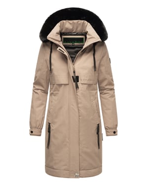 Navahoo Kaltwetterretter Damen Winter Parka mit Kunstfellkragen
