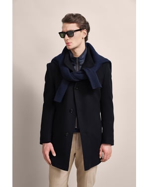 Bugatti Herren Wollmantel mit Westenfake