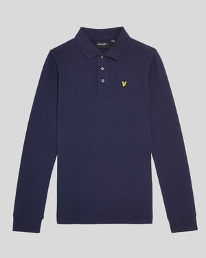 Lyle & Scott Langärmliges Poloshirt aus Baumwolle für Jungen, Marineblau
