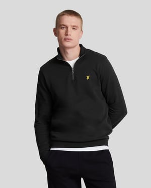 Lyle & Scott – Loopback-Sweatshirt aus Baumwolle mit 1/4-Reißverschluss – Schwarz
