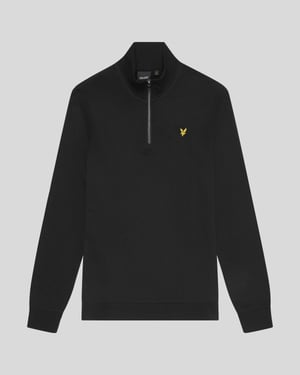 Lyle & Scott – Loopback-Sweatshirt aus Baumwolle mit 1/4-Reißverschluss – Schwarz