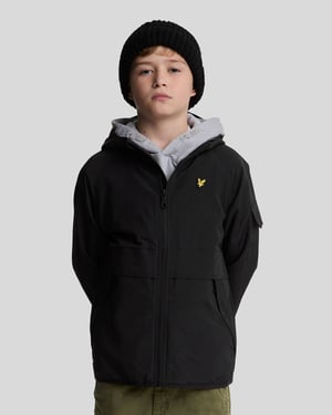 Lyle & Scott Windbreaker-Jacke mit Kapuze für Jungen – Schwarz