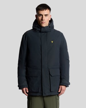 Lyle & Scott Schwerer Parka mit Kapuze – Marineblau