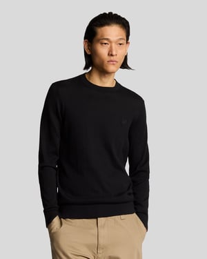Lyle & Scott – Rundhalspullover aus superfeiner Baumwolle – Schwarz