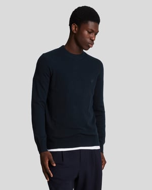 Lyle & Scott – Rundhalspullover aus Lammwolle – Marineblau