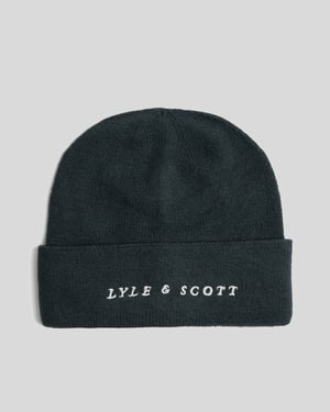 Lyle & Scott Beanie mit Logo-Schriftzug – Marineblau