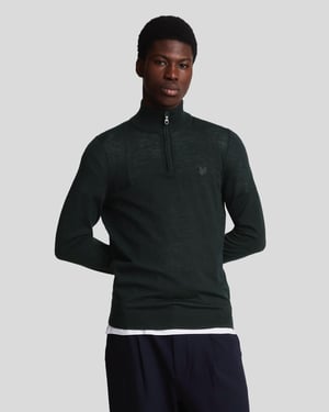 Lyle & Scott Pullover aus Merinowolle mit 1/4-Reißverschluss – Schwarz