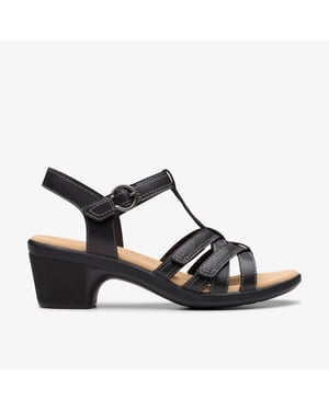 Emily2 Rose schwarze Leder-Sandalen