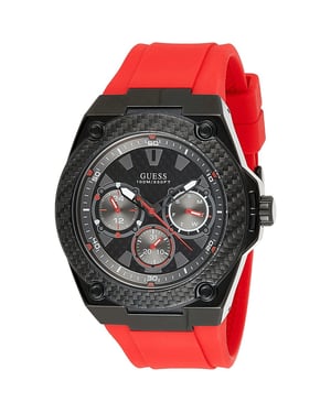 Guess W1049G6 Stylische Rote Silikon Herrenarmbanduhr