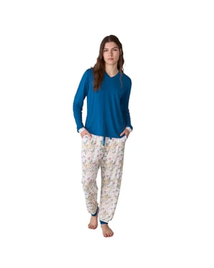JJBFP0400 Langärmeliger Schlafanzug aus Baumwolle für Damen