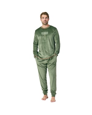 Langärmeliger Herren-Pyjama mit Rundhalsausschnitt aus Samt MU3