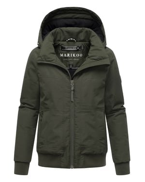 Marikoo Damen Winterjacke Mooni 16 im sportlichen Bomber-Stil mit Kapuze