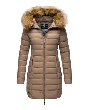 Marikoo Damenjacke Rose mit Steppdesign & abnehmbarem Kunstfellkragen