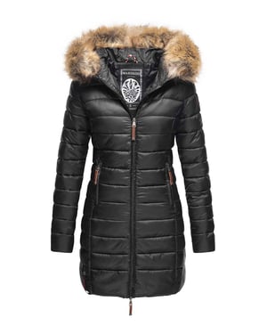 Marikoo Damenjacke Rose mit Steppdesign & abnehmbarem Kunstfellkragen