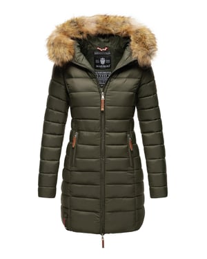 Marikoo Damenjacke Rose mit Steppdesign & abnehmbarem Kunstfellkragen