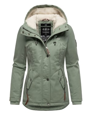 Marikoo Damen Winterjacke mit Teddyfell-Innenfutter & Kapuze