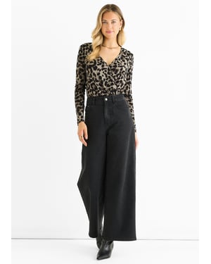 Grauer Tier-Wickeljersey-Bodysuit