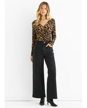 Brauner Jersey-Body mit Tiermotiv