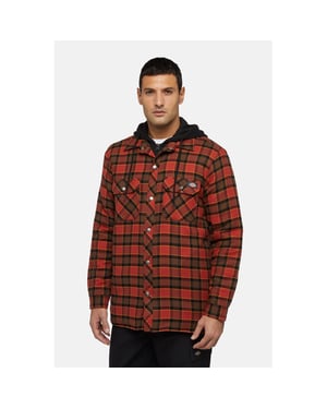 Dickies Fleece Kapuzen-Flanellhemd Herren Rotes Shirt-Jacke