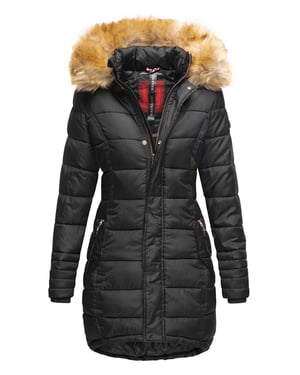 Navahoo Damen Winterjacke Papaya – Figurbetont, Warm & Mit Abnehmbarem Kunstfellkragen