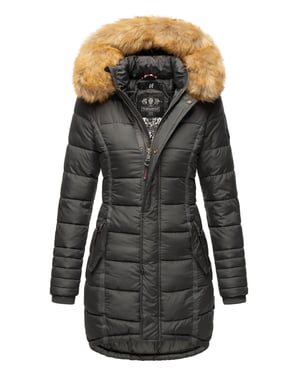 Navahoo Damen Winterjacke Papaya – Figurbetont, Warm & Mit Abnehmbarem Kunstfellkragen