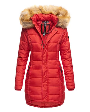 Navahoo Damen Winterjacke Papaya – Figurbetont, Warm & Mit Abnehmbarem Kunstfellkragen