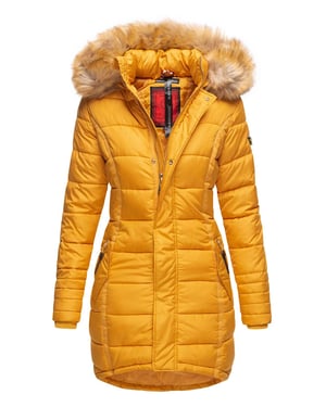Navahoo Damen Winterjacke Papaya – Figurbetont, Warm & Mit Abnehmbarem Kunstfellkragen