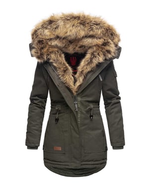 Navahoo Daria Winterparka für Damen mit abnehmbarem Kunstfell, klassisch und warm - Grün