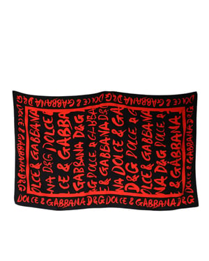 Seidenschal mit rotem Logo-Print