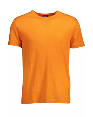 Leinen Kurzarm Rundhals-T-Shirt