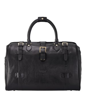 Reisetasche aus echtem Leder, schwarz, Vintage-Stil, für Reisen und Sport – Windsor