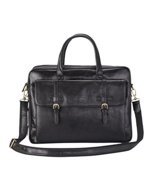 Echtes Leder Laptop Schwarz Satchel Messenger Crossbody Schultertasche - Belmont