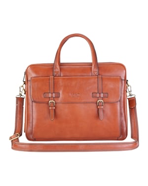 Echtleder Laptoptasche in Hellbraun, Messenger-Umhängetasche - Belmont