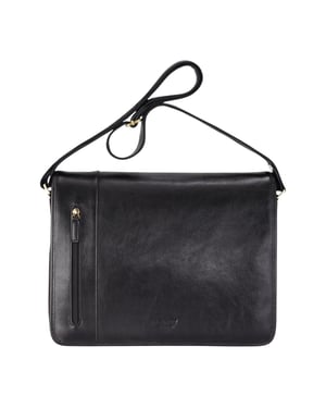 Schwarze Laptoptasche aus echtem Leder – Astor