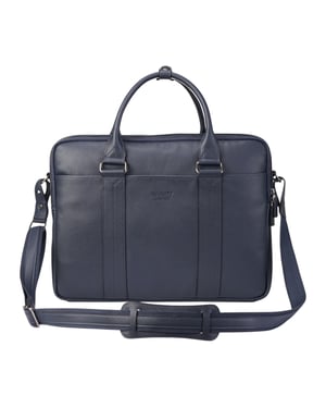 Echtes Leder Marineblau Laptop Business Aktentasche Büro Arbeit Reisetasche - Sutton