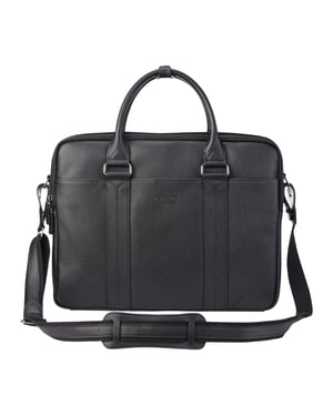 Echtes Leder Schwarz Laptop Business Aktentasche Büro Arbeit Reisetasche - Sutton