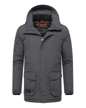 Stone Harbour Herren Parka Wadiim mit Kapuze & Zwei-Wege-Reißverschluss