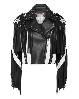 Vintage Leather Moon Biker With Fringes America