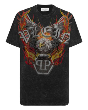Washed Kimono Cut T-Shirt Eagle Crystal