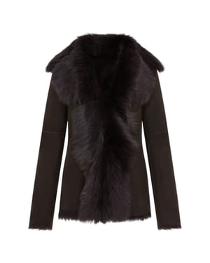 Damenjacke aus braunem Toscana-Lammfell-Wildleder - Noiré