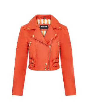 Brando Cropped Orange Lederjacke für Damen - Longtown