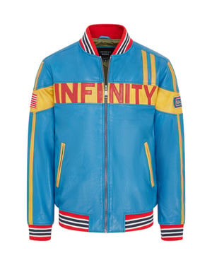 Blaue Herren-Lederjacke für Rennstreckenrennen, Moto-Bomber-Bikerjacke – Racer