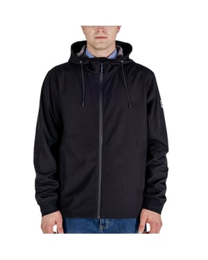 Aquascutum Active Stretch-windbreaker Mit Kapuze, Schwarze Jacke