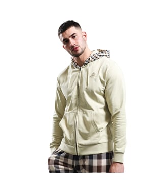 Aquascutum Active Fz Club Check Hood Beige Kapuzenjacke Mit Reißverschluss